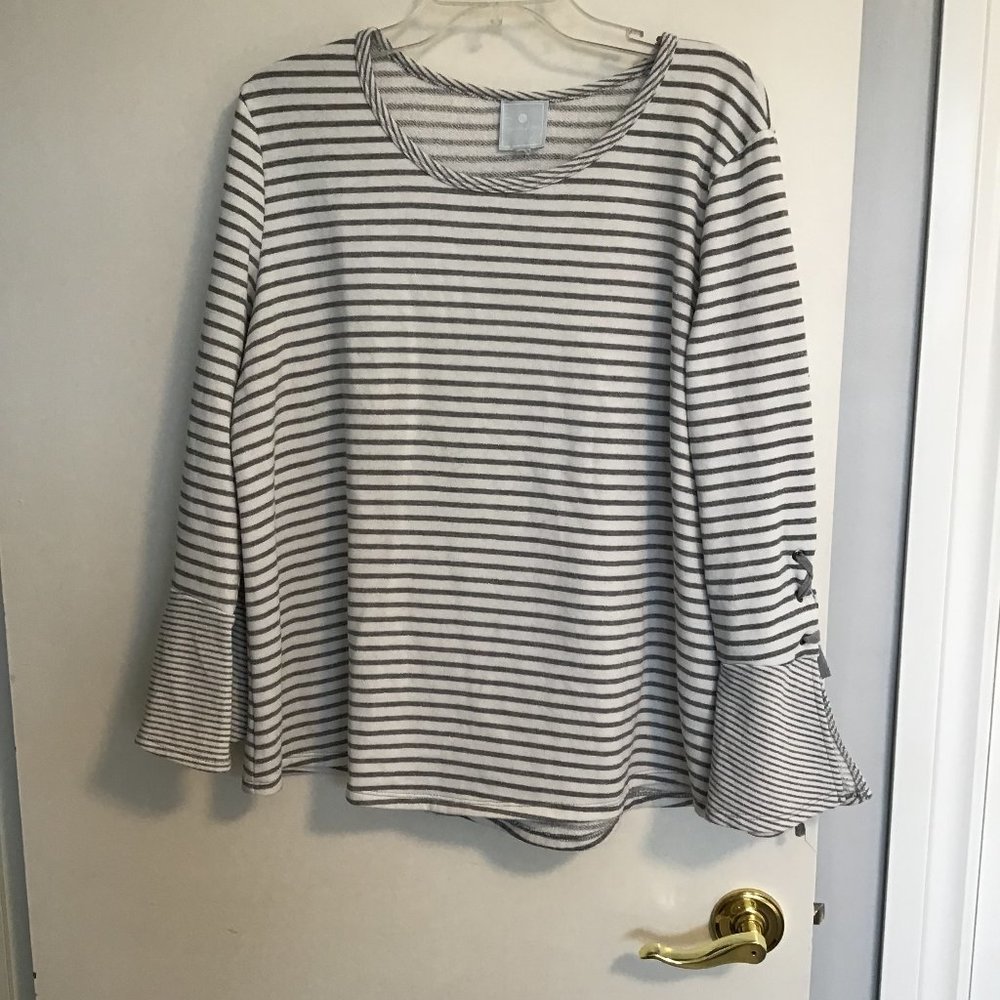 SUNDAY Striped Sweatshirt With Bell Sleeves